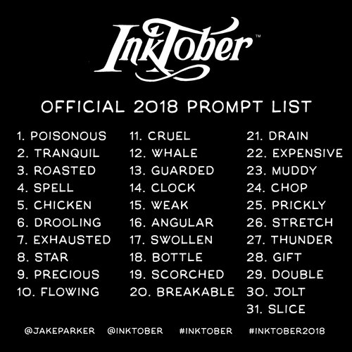 Inktober 2018 Prompt List