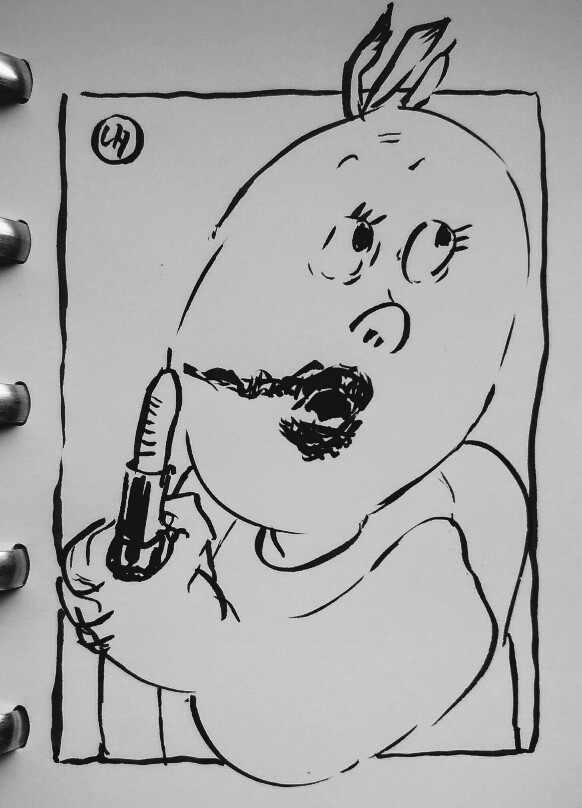 cartoon of smearing lipstick