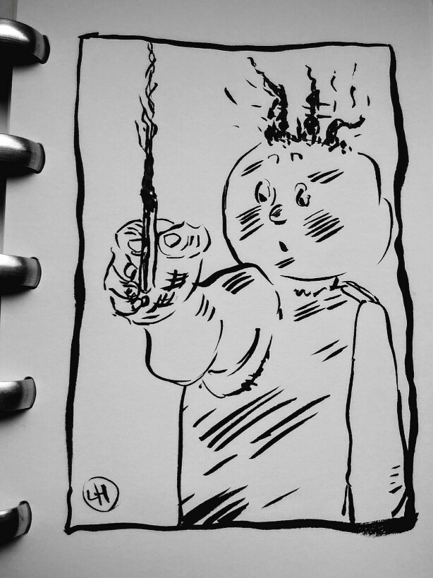cartoon of child with burnt match