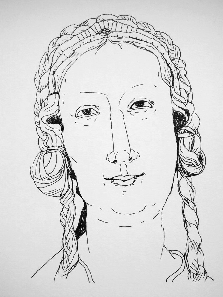 ink drawing of saint's reliquary