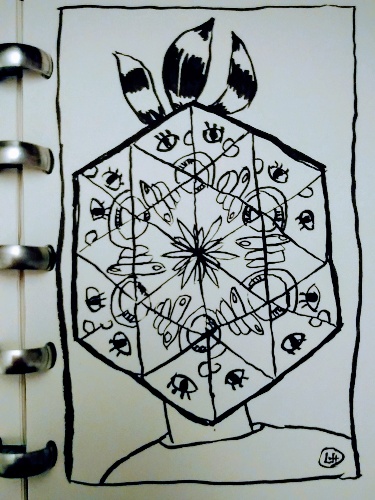 portrait with pattern head