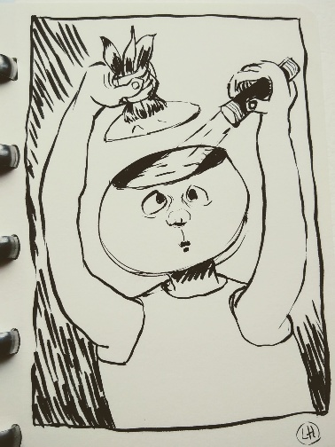 figure shining torch into empty head