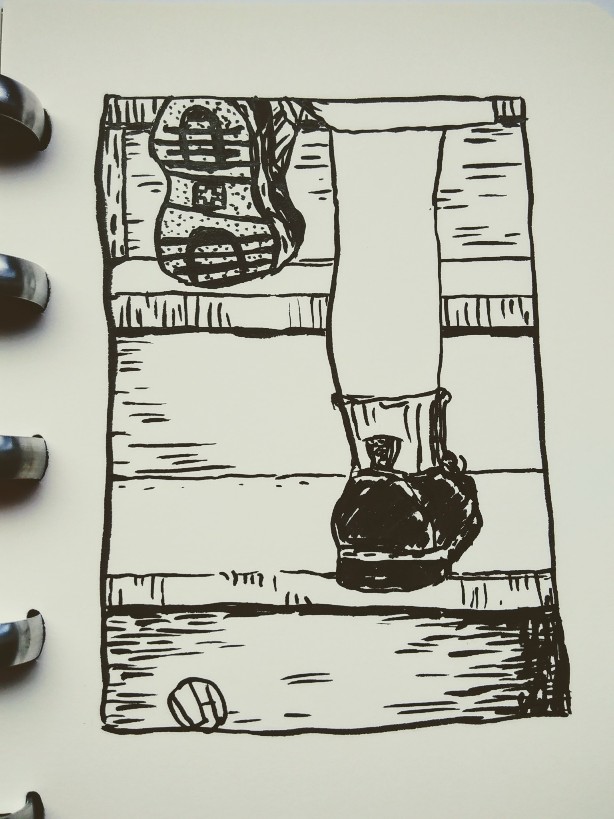 drawing of feet climbing stairs
