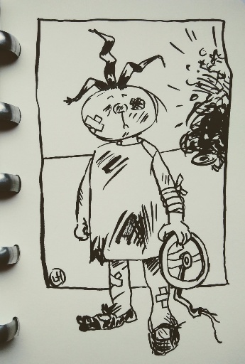 drawing of child with sticking plasters